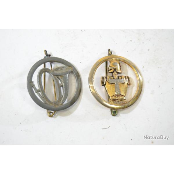 Insigne de b�ret Arm�e Fran�aise Drago Chasseur zamac ? et Transmissions BICHET