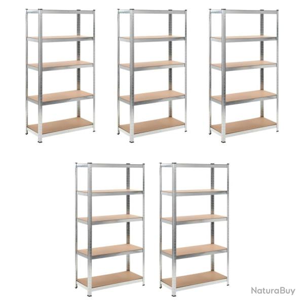 Lot de 5 �tag�res de rangement charge lourde robuste atelier garage outils acier galvanis� et MDF 9