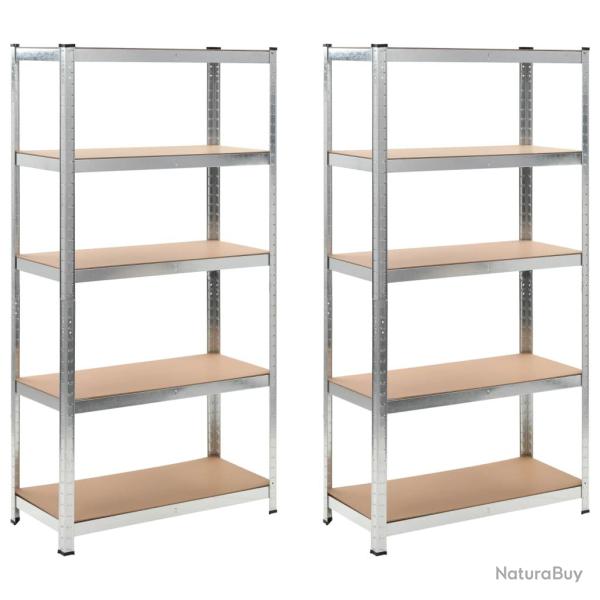 Lot de 2 �tag�res de rangement charge lourde robuste atelier garage outils 90 x 45 x 180 cm acier M