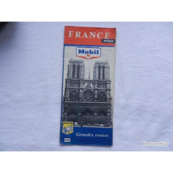 ancienne carte Michelin France Nord 1963 N� 998  publicitaire Mobil