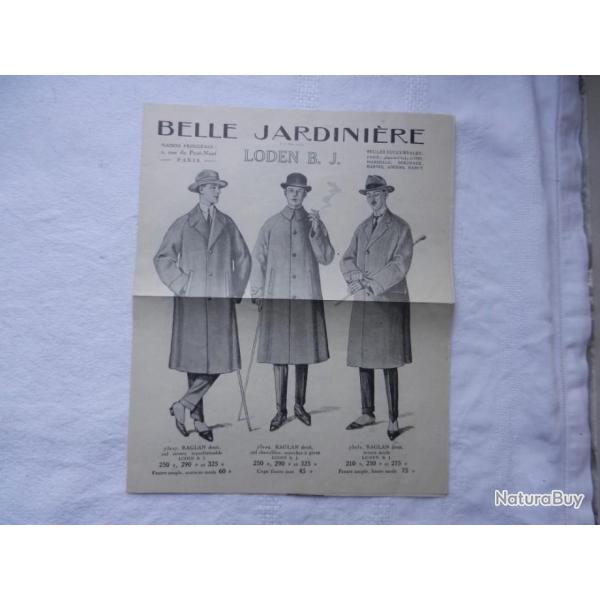 ancien d�pliant vintage publicitaire La Belle Jardini�re Paris - Loden B.J.