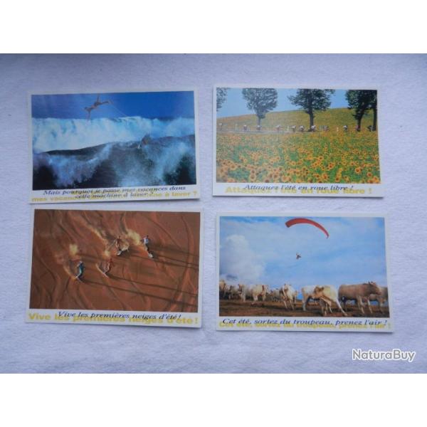 lot de 4 cartes postales neuves non �crites -  les voeux de l'�t�
