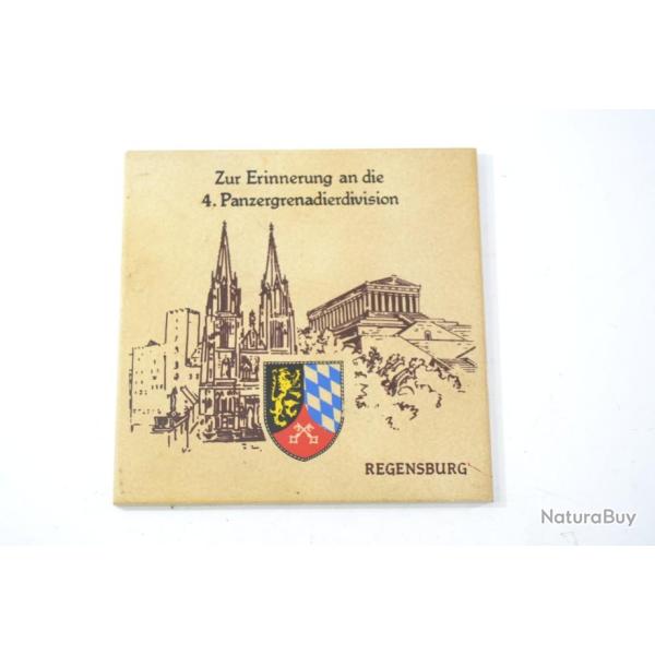 Plaque comm�morative carrelage ZUR ERINNERUNG AN DIE 4 Panzergrenadierdivision Regensburg Bundeswehr