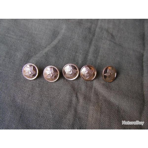 WW2/POSTWAR RUSSIE LOT DE 5 BOUTONS MILITAIRES DOR�S RUSSES BOMB�S 1.5 CM NEUFS