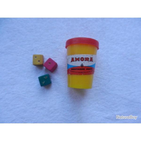 ancien jeu de ds miniature moutarde Amora de Dijon