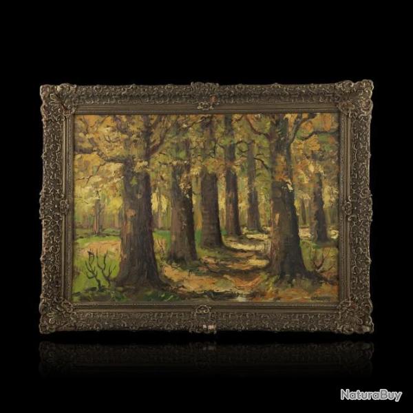 Huile sur toile sign�e G. Marri�. Sous-bois, tableau �cole moderne XXe si�cle