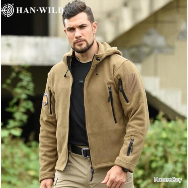 VESTE POLAIRE coupe vent thermique, TRES CHAUDE , coloris KAKI ....LIVRAISON OFFERTE