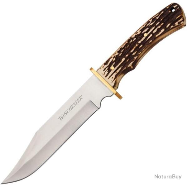 Couteau Winchester Bowie Manche Fa�on Stag Lame Acier Inox Etui Nylon WN6220060W
