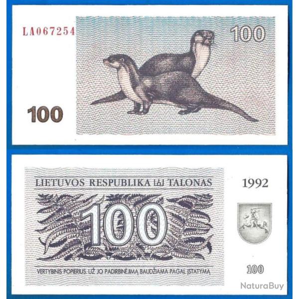 Lituanie 100 Talonas 1992 Neuf Billet Oiseau Litu Litas