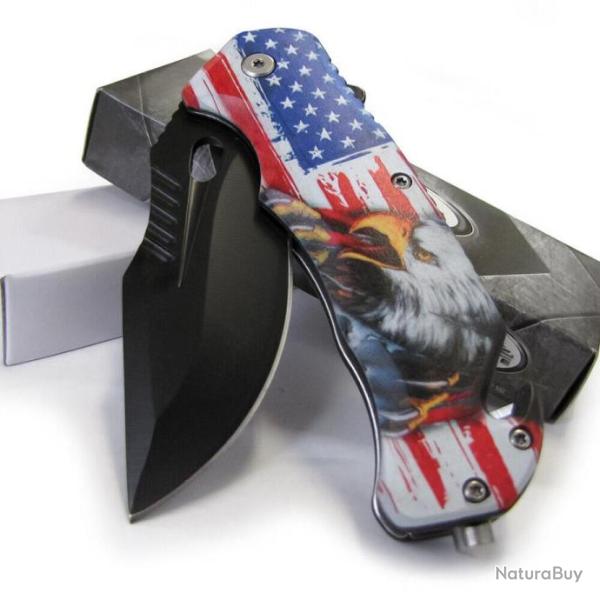 Couteau Rite Edge USA Eagle A/O Lame Acier Inox Manche Abs Rescue CN300565