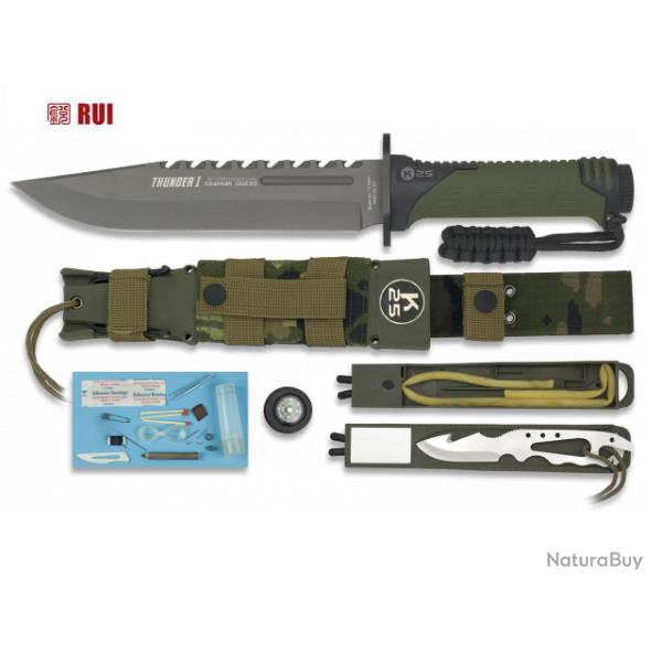 Poignard lame fixe RUI tactical vert THUNER I lame de 20 cm