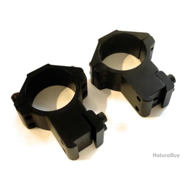 Paire de colliers 30mm pour lunette | Profil Haut | Montage Picatinny 11mm