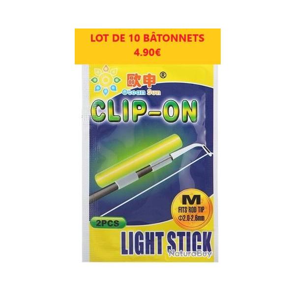 LOT DE 10 b�tons OCEAN SUN  lumineux nuit clipsables   2 X 5     taille M � 2 � 2.6 mm