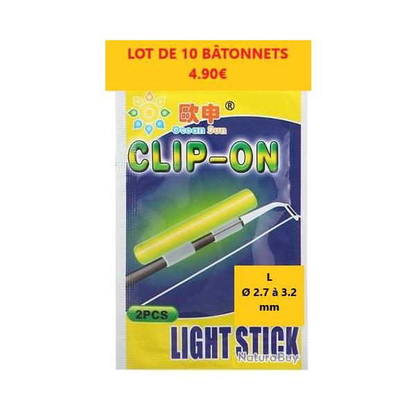 LOT DE 10 b�tons OCEAN SUN  lumineux nuit clipsables   2 X 5     taille L  � 2.7 � 3.2 mm