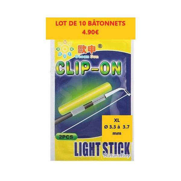 LOT DE 10 b�tons OCEAN SUN  lumineux nuit clipsables   2 X 5     taille XL  � 3.3 �  3.7 mm
