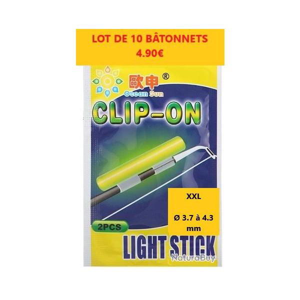 LOT DE 10 b�tons OCEAN SUN  lumineux nuit clipsables   2 X 5     taille XXL  � 3.7 � 4.3  mm