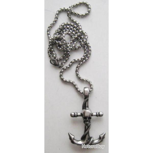 PENDENTIF ANCRE MARINE - SKULL - Ref.16