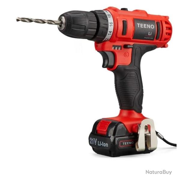 Visseuse Perceuse Sans Fil 2 Batteries 21V  au Lithium 1,5 Ah  2 vitesses 20 Accessoires