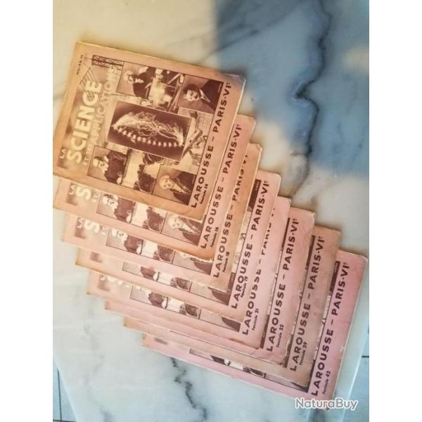 Lot de 8 magazines de diffrents n  Larousse Paris VI  "Science et ses applications" des annes 30