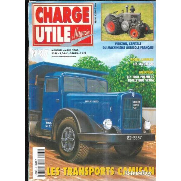 charge utile 87, vierzon, saviem s gamme moyenne, guinard, trolleybus vetra, pinder, dumpers wabco