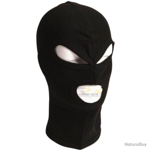 Cagoule commando 3 trous en coton noir Mil-Tec