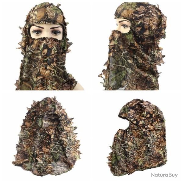 Cagoule de Camouflage Feuillu de Chasse - Unisexe - Taille Unique - Feuille 3d
