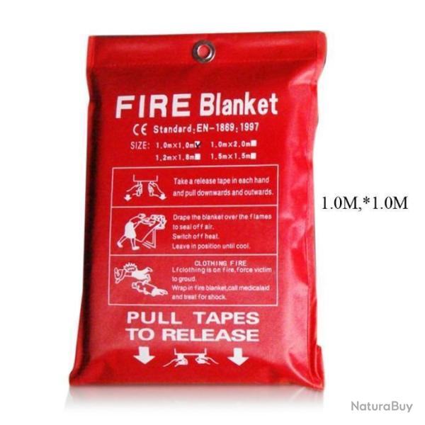 Couverture Ignifug�e 1M x 1M - Survie - Protection Incendie Feu Maison Cuisine