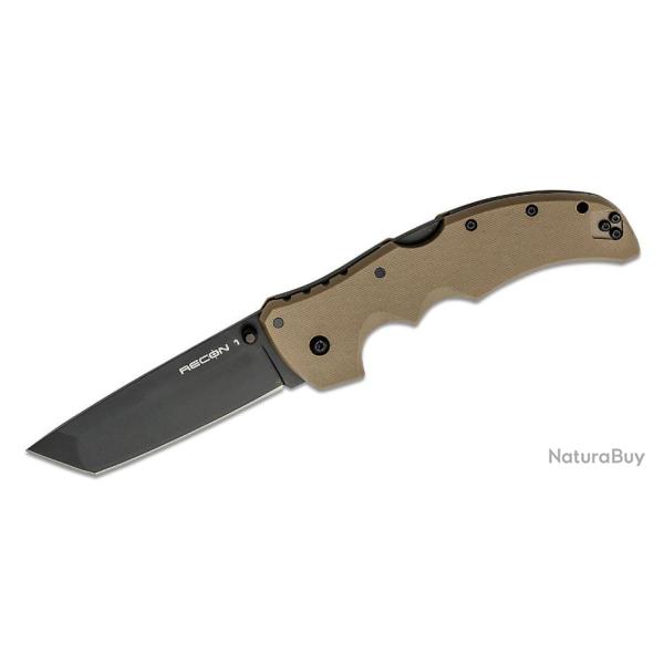 Couteau Cold Steel Recon 1 Tanto Dark Earth Lame Acier S35VN Manche G-10 Tri-Ad lock CS27BTDEBK