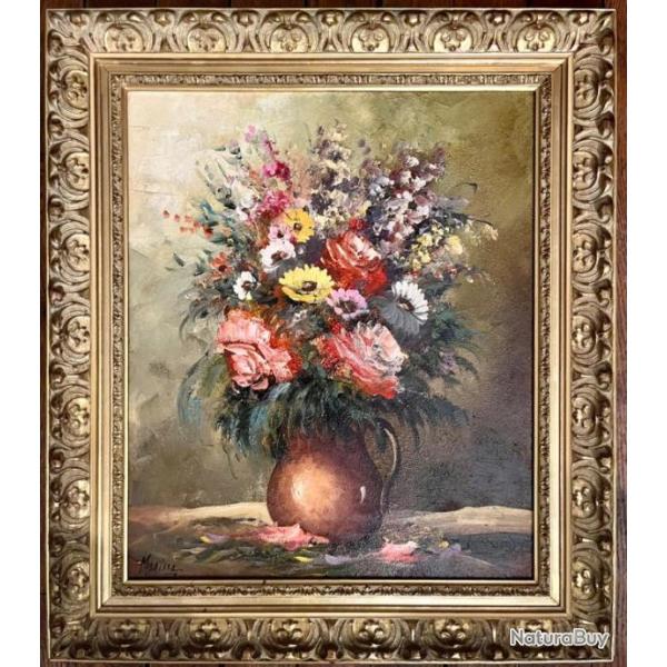 Huile sur toile bouquet de fleurs Robert MOGISSE