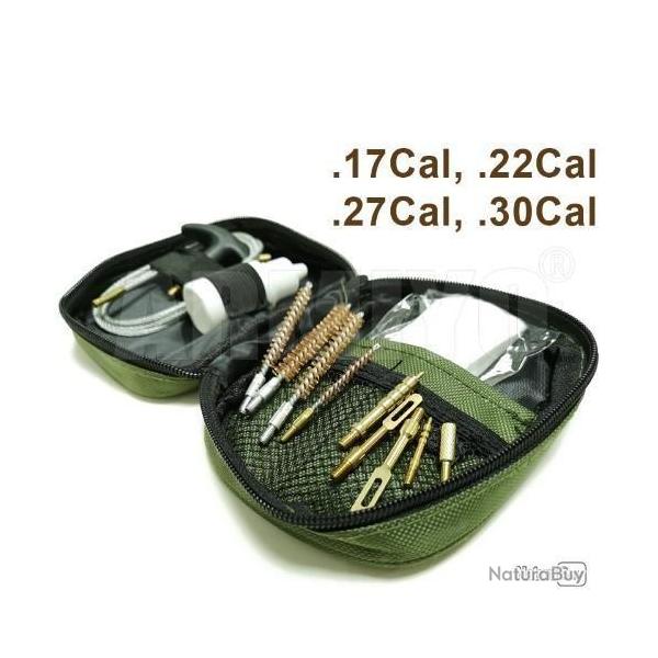 Kit de Nettoyage Pistolet Fusil de Chasse Kit Entretien Armes brosses et cordons  17. 22. 27. 30 Cal