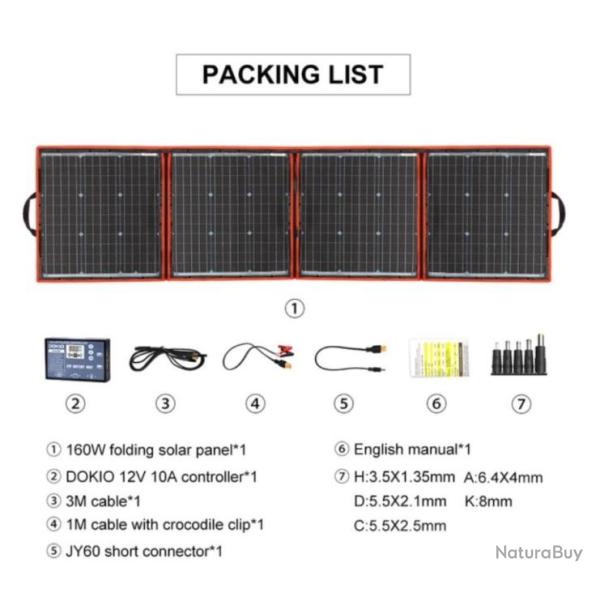 Pack complet Panneau solaire pliable Portable 200W avec r�gulateur 12V, Flexible...LIVRAISON OFFERTE