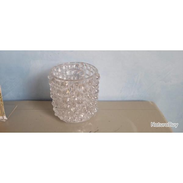 ANCIEN ABAT JOUR ROBUSTE EN VERRE AVEC DE GROSSES BULLES EN RELIEF POUR LAMPE