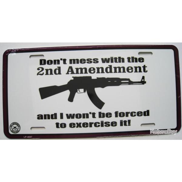 PLAQUE AUTO USA -  2nd AMENDMENT AK47 - R�f.4697