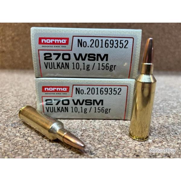 2 BOITES DE MUNITIONS NORMA 270 WSM VULKAN 156gr
