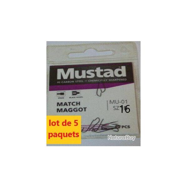Hame�ons MUSTAD MATCH MAGGOT coup � palette  N� 16 pochette de 10 x 5 soit le lot de 50 hame�ons