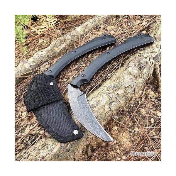 couteau faucille serpe karambit avec �tui tactique custom combat survie #0072