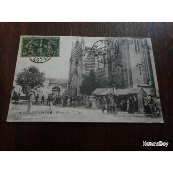 CP  dpt 47  BON ENCONTRE  PLACE DE L EGLISE