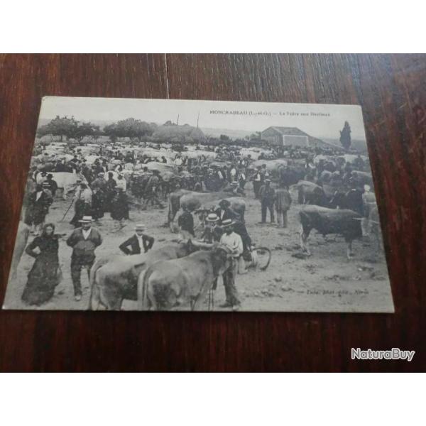 CP  dpt 47  MONCRABEAU LA FOIR AUX BESTIAUX