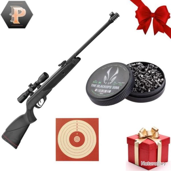Pack Carabine � air comprim� Gamo Black bear cal. 4.5mm 19.9J + plombs + cibles