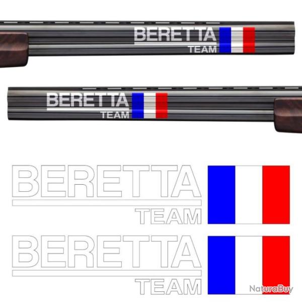 2x BERETTA TEAM FRANCE. Autocollants. Taille 180x38mm. Idal pour fusils superposs.