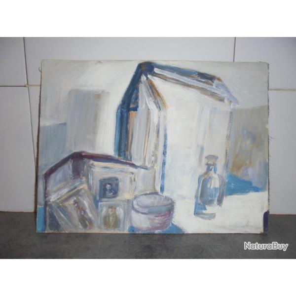 VINTAGE ANCIEN PEINTURE Titr� " LE LIVRE " Dat� 1979 - 32cm x 24cm