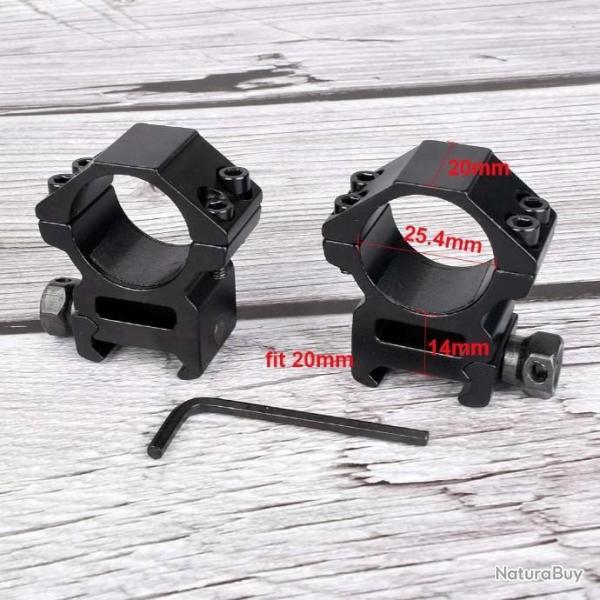 DESTOCKAGE 2 Colliers de Fixation Montage Diam 25,4mm Rail 21mm Optique Lunette Viseur