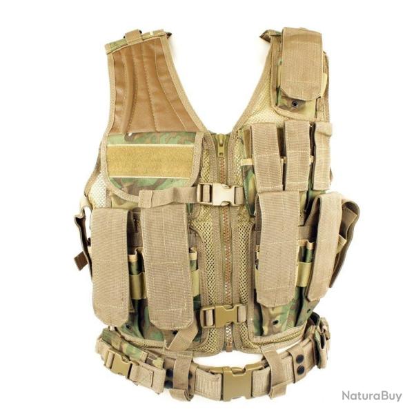Gilet tactique Arid Woodland avec ceinture MIL-TEC