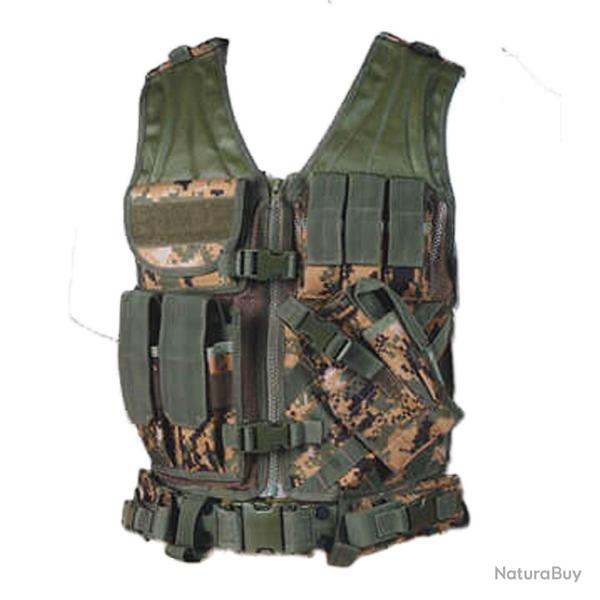 Gilet tactique Digital Camo avec ceinture Pielcu