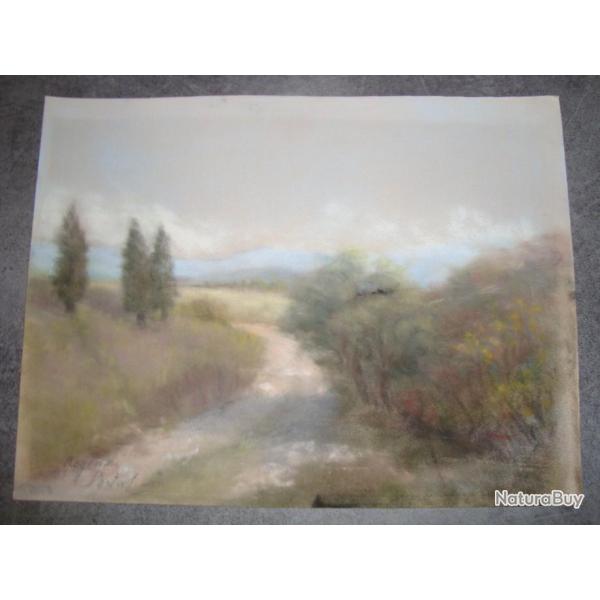 REGINE PORTAL ANCIENNE PEINTURE PAYSAGE CHEMIN DE CAMPAGNE