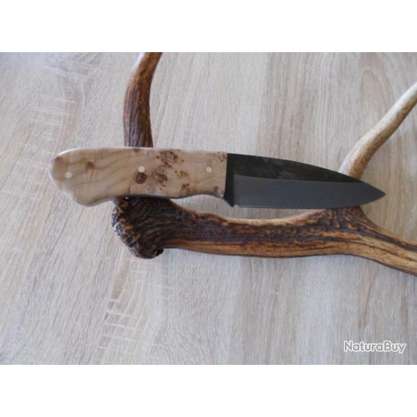 Le Garenne� Artisanal 100% Fr Lame 13cm, Brut de forge, Acier X50CRMOV8, Bouleau madr� Garanti � vie