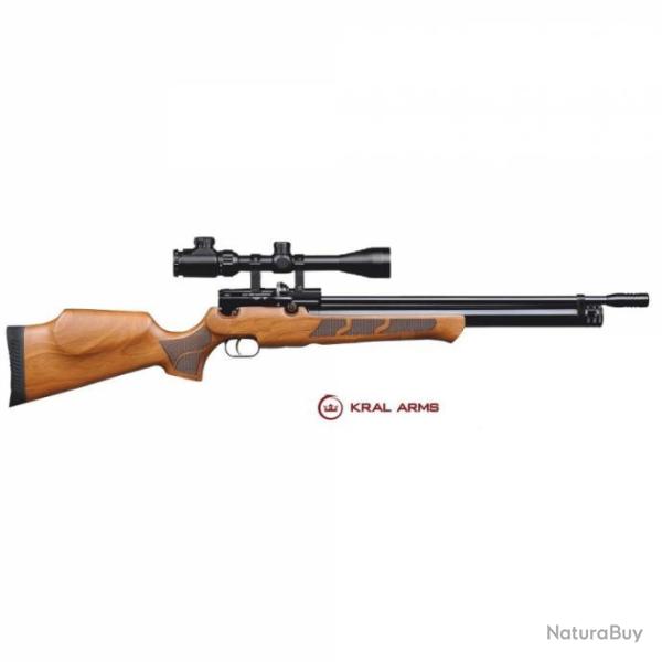 Carabine PCP KRAL PUNCHER WOOD 4.5 mm - 19,9 joules + Lunette 3-9 x 40 Mil Dot  + VIDO PUISSANCE