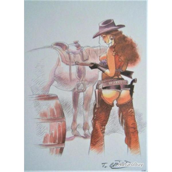 WESTERN WILD WEST WINCHESTER et PEACEMAKER COLT  cow boy girl sexy pin up ex libris intact GIROD NEW