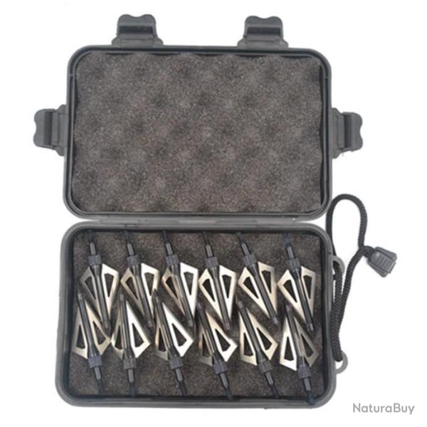 Lot de 12 T�tes de Fl�che - Pointes � 3 Lames en Acier Inoxydable Tir � l'arc LIVRAISON GRATUITE