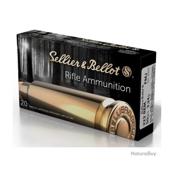 Munitions SELLIER & BELLOT cal.222 rem fmj 50gr 3.2g par 60